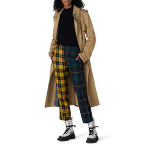 MONSE Colorblock Plaid Wool Trousers Women's Green Yellow Made in USA - Size 4